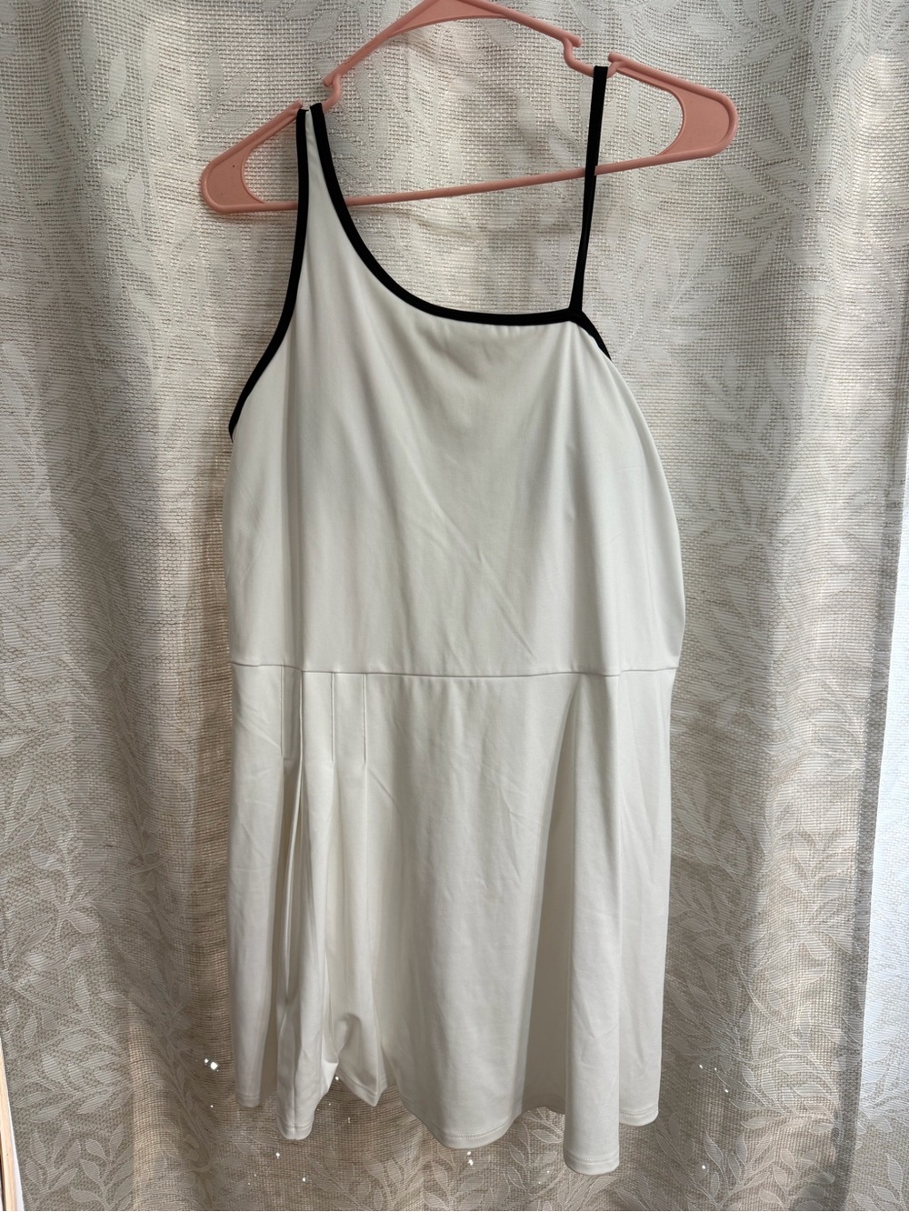 All In Motion White One-Shoulder Dress with Black Trim